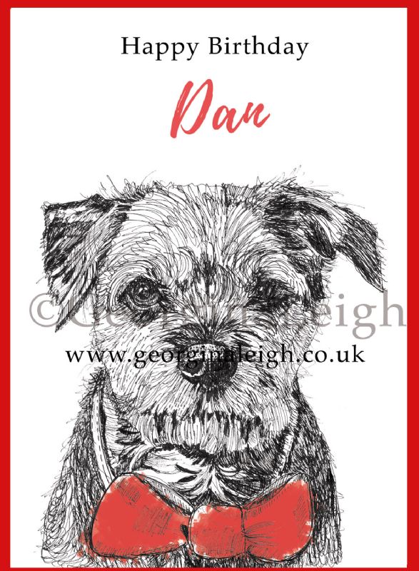 Dog Birthday Card (Custom Name) - Border Terrier